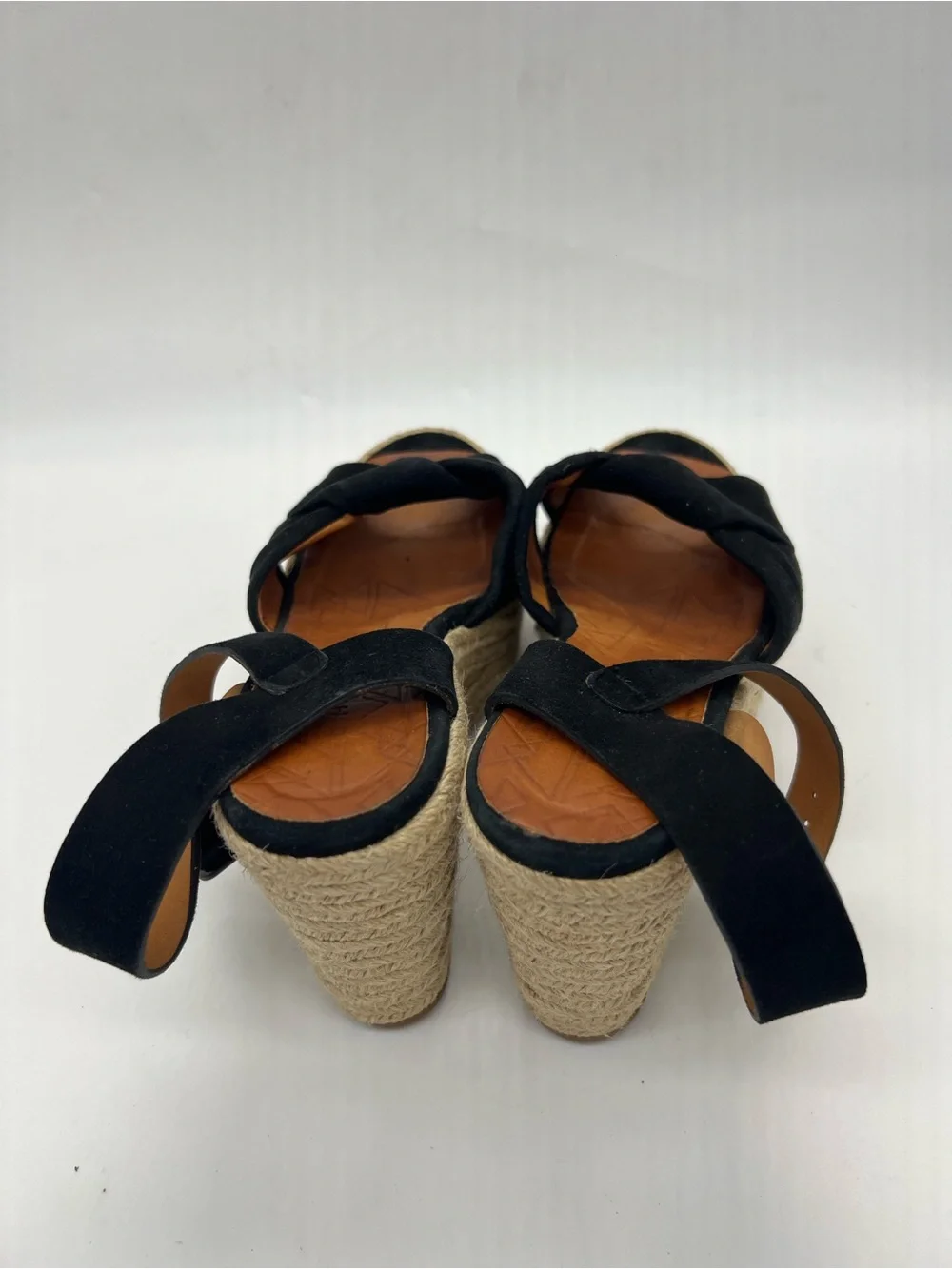 Chie Mihara Black Suede Espadrille Wedge Sandals